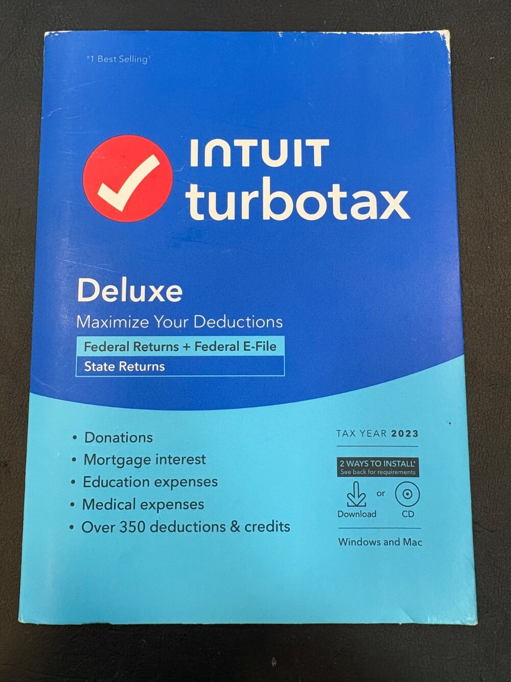 Intuit TurboTax Deluxe 2023 Federal + Federal E-Fil Physical CD  license PC/MAC